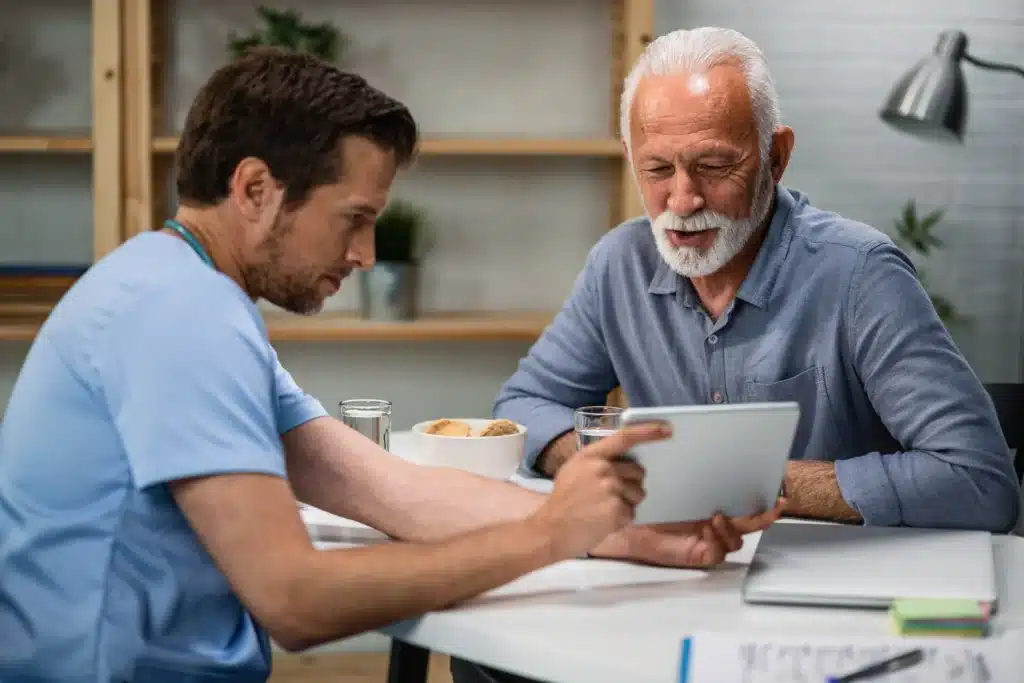 healthcare professional assessing patient