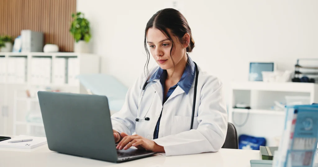 Healthcare professional handling patient scheduling and follow-up tasks