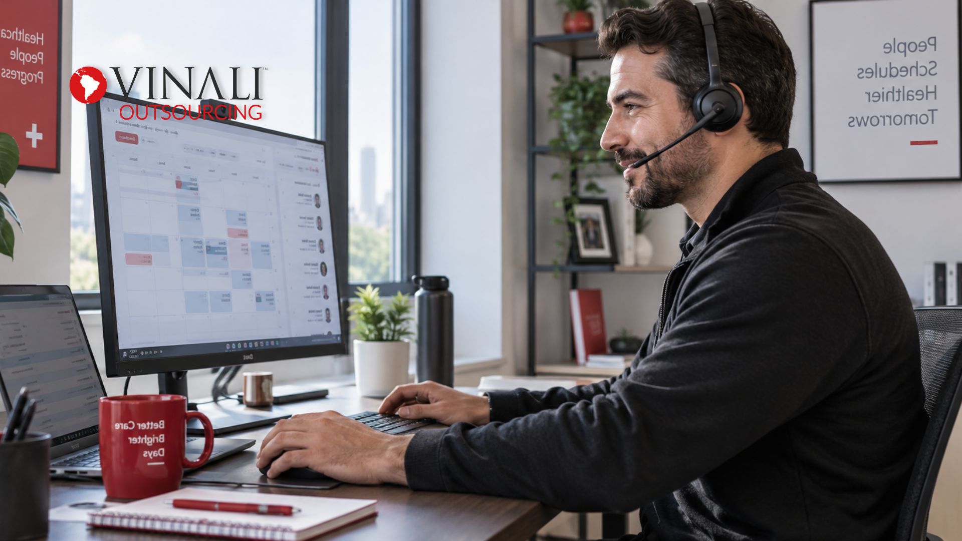Vinali agent managing a medical office calendar, outsourced appointment scheduling in action