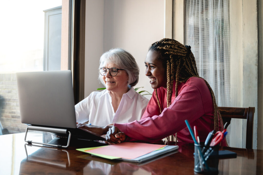 Administrative coordinator supporting a client through home care staffing solutions